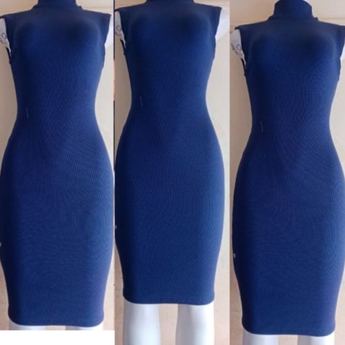 Fashion Sexiest Mock Neck Ribbed Bodycon Dress(Hips 36-44inches